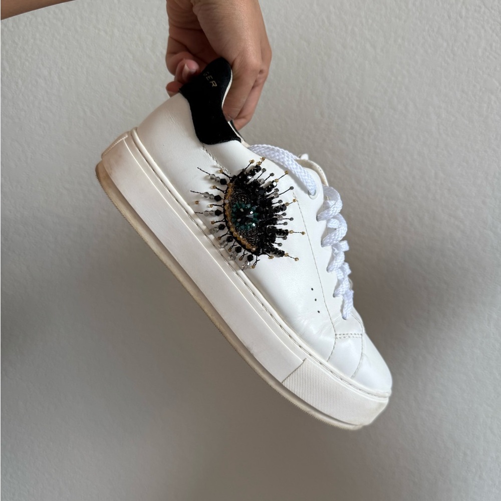 Kurt Geiger White Leather Sneakers Chunky Sole